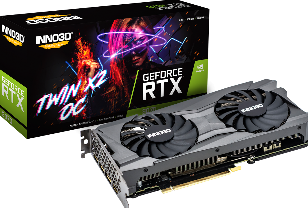 Inno3D GeForce RTX 3070 Twin X2 OC LHR - Videokaart - 8 GB DDR6 - PCIe 4.0 x16 - 1x HDMI 2.1, 3x DisplayPort 1.4a