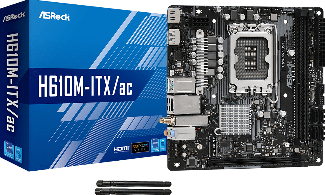 ASROCK H610M-ITX/ac - Moederbord - Mini-ITX - LGA1700 - H610 - Intel