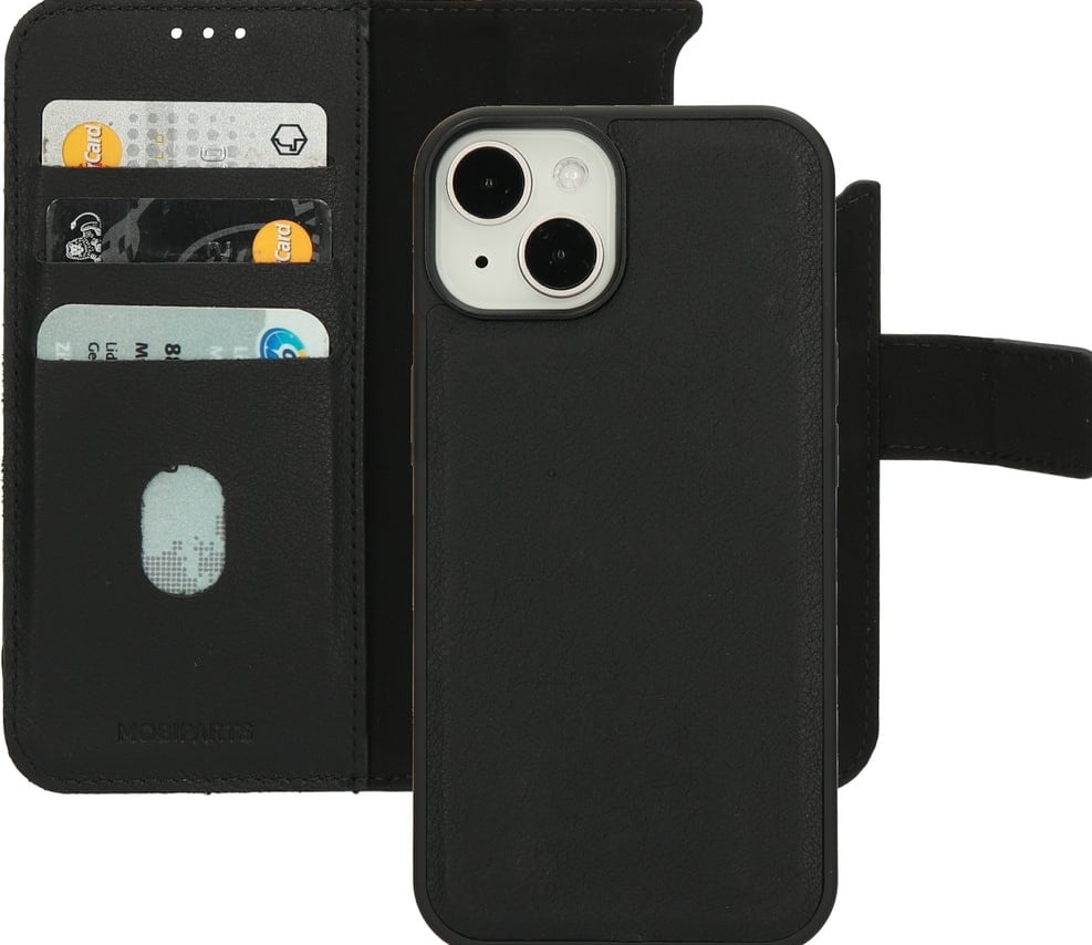 Mobiparts Leather 2 in 1 Wallet Case Apple iPhone 14 Zwart hoesje