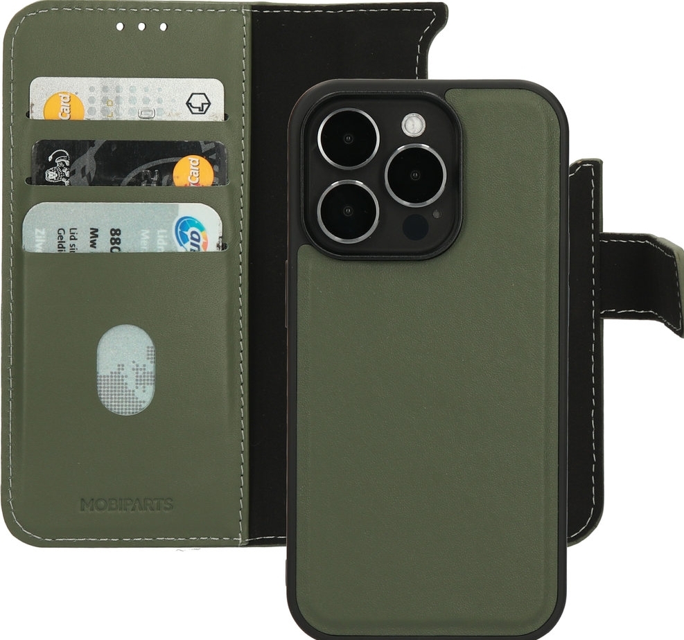 Mobiparts Leather 2 in 1 Wallet Case Apple iPhone 14 Pro Groen hoesje