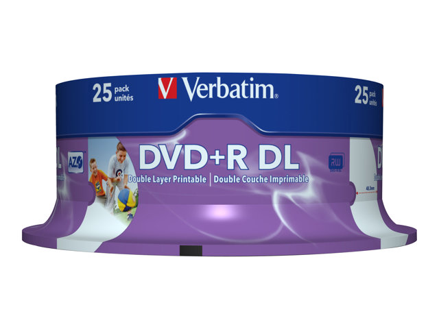 VERBATIM 25 x DVD+R DL - 8.5 GB 8x - breed bedrukbaar oppervlak -
