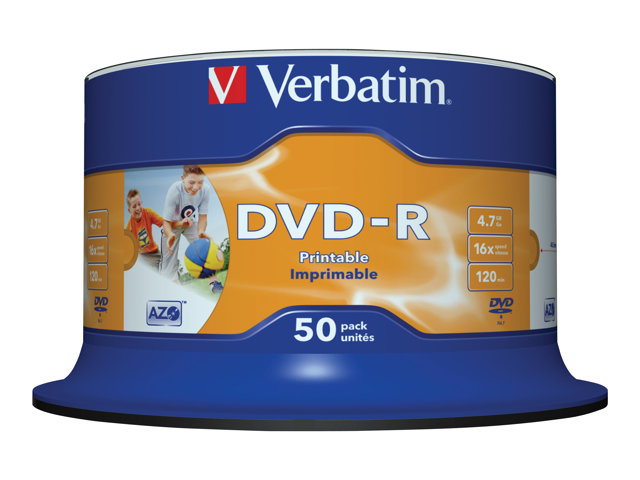 VERBATIM 50 x DVD-R - 4.7 GB 16x - breed oppervak dat geschikt is om