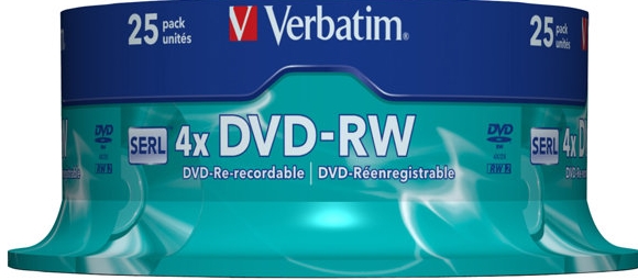 VERBATIM 25 x DVD-RW - 4.7 GB (120 min.) 4x - mat zilver - spindel