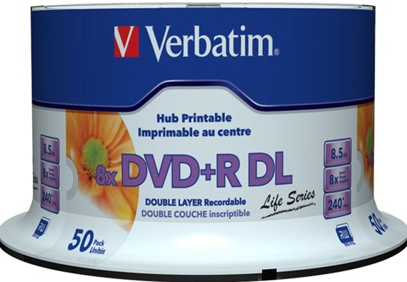 VERBATIM 50 x DVD+R DL - 8.5 GB (240 min.) 8x - printbaar oppervlak