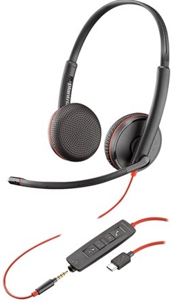 Blackwire C3225 USB-C - 3200 Series - koptelefoon - op oor - met bekabeling - 3,5 mm-stekker, USB-C - ruisisolatie
