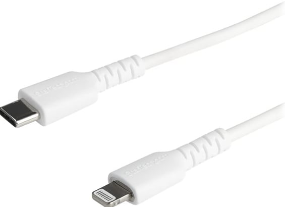 StarTech.com 6 ft(2m) Durable White USB-C to Lightning Cable, Heavy
