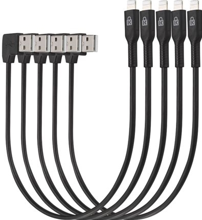 Charge & Sync Cable - Lightning-kabel - USB male naar Lightning male - 20 cm - zwart (pak van 5) - voor Apple iPadiPhoneiPod (Lightning)