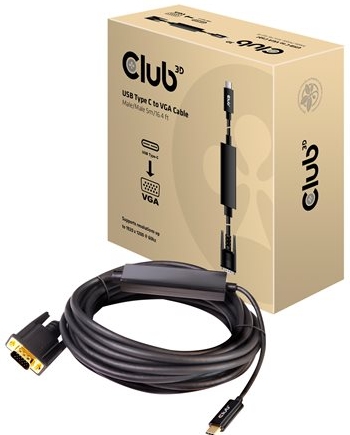 Club 3D - Adapter cable - USB-C male naar HD-15 (VGA) male - 5 m - actief