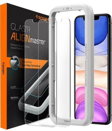 Spigen Glas tR AlignMaster (2 Pack) + Frame screenprotector voor iPhone XR en iPhone 11