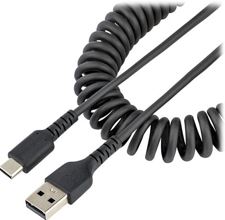 STARTECH .com 1m USB A to C Charging Cable, Coiled Heavy Duty Fast