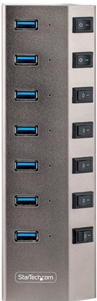 StarTech.com 7-Port Self-Powered USB-C Hub met Individuele On/Off Schakelaars, USB 3.0 5Gbps Expansion Hub met Power Supply, Desktop/Laptop USB-C naar USB-A Hub, USB Type C Hub met