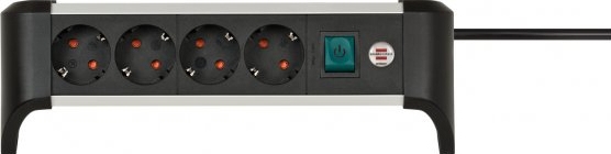 Brennenstuhl 1391040400 Alu-office-Line Stekkerdoos | 4 sockets | Zwart/Zilver | Schakelaar | 1,8 meter