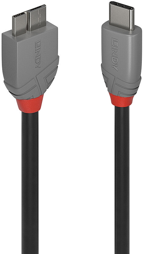 Lindy 3m USB 3.2 Type C an Micro-B Kabel, Anthra Line
