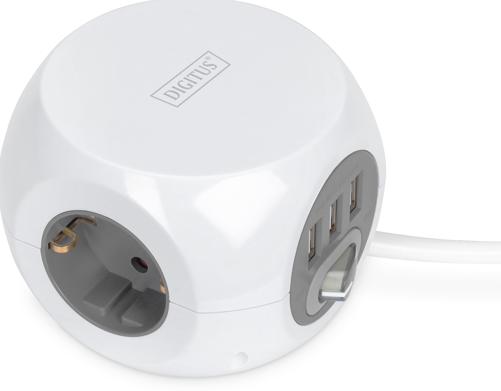 ZUB Digitus 3-way Socket Cube with 3x USB white 3x protective contact