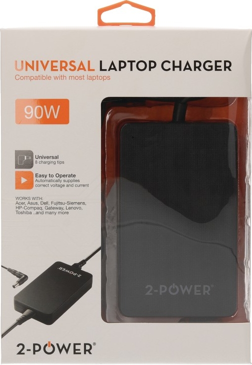 Slim Universal 90W Laptop Charger includes power cable