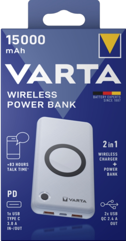 Varta Powerbank Power Bank Wireless 15000