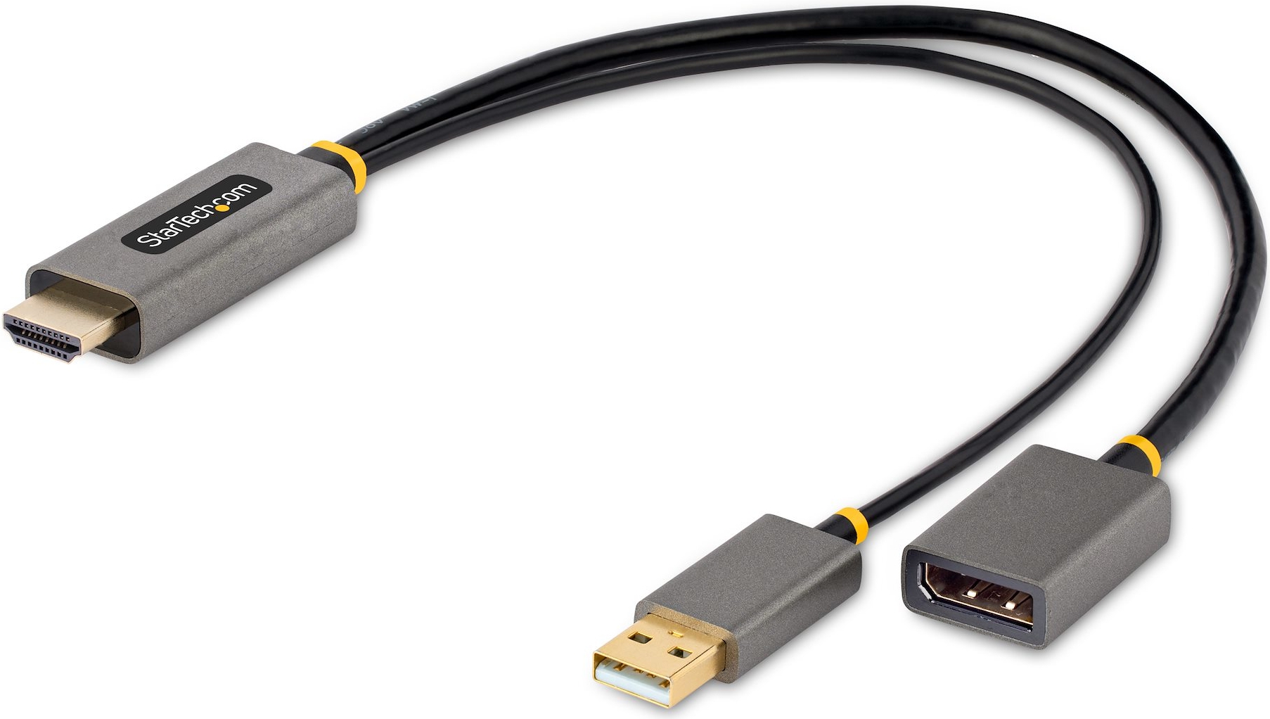 StarTech.com 30cm HDMI naar DisplayPort Adapter Kabel, Actieve 4K 60Hz HDMI 2.0 naar DP 1.2 Converter, HDR, USB Bus Powered, HDMI Bron naar DisplayPort Scherm voor Laptops/PC