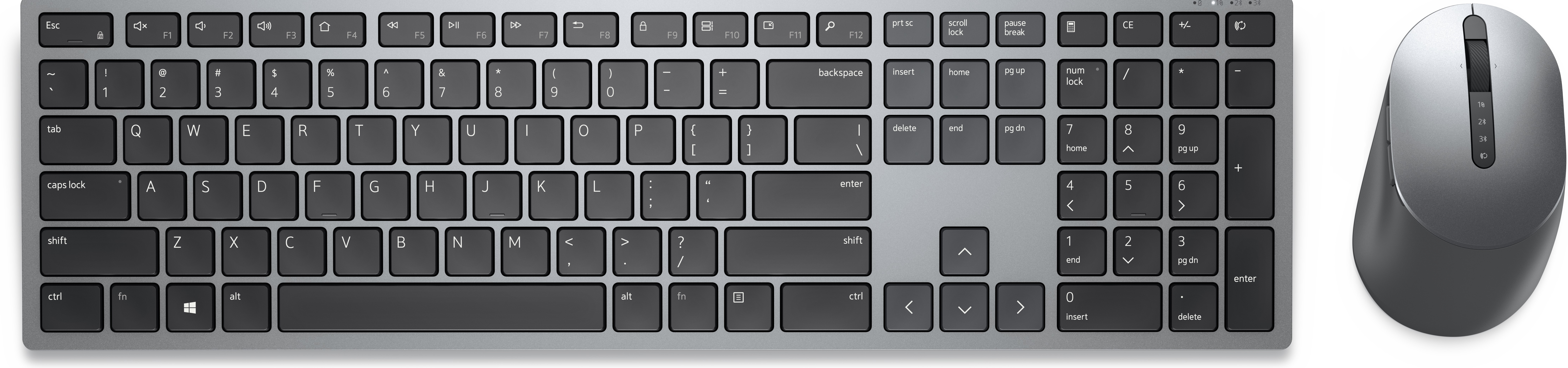 DELL KM7321W toetsenbord Inclusief muis Kantoor RF-draadloos + Bluetooth QWERTY Brits Engels Grijs, Titanium