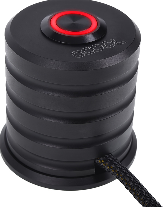 Alphacool Powerbutton mit Taster 19mm rot beleuchtet - Deep Blac