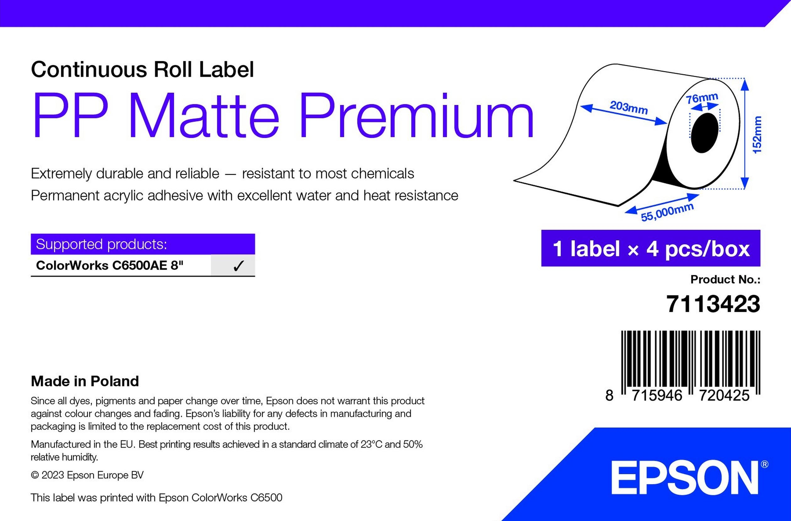 PP Matte Label Prem Continuous Roll