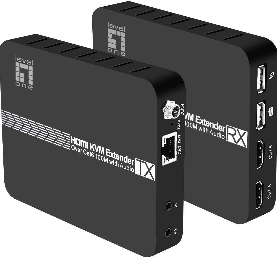 LevelOne HDMI over Cat.5/6 Extender kit 4K, 100 Meter