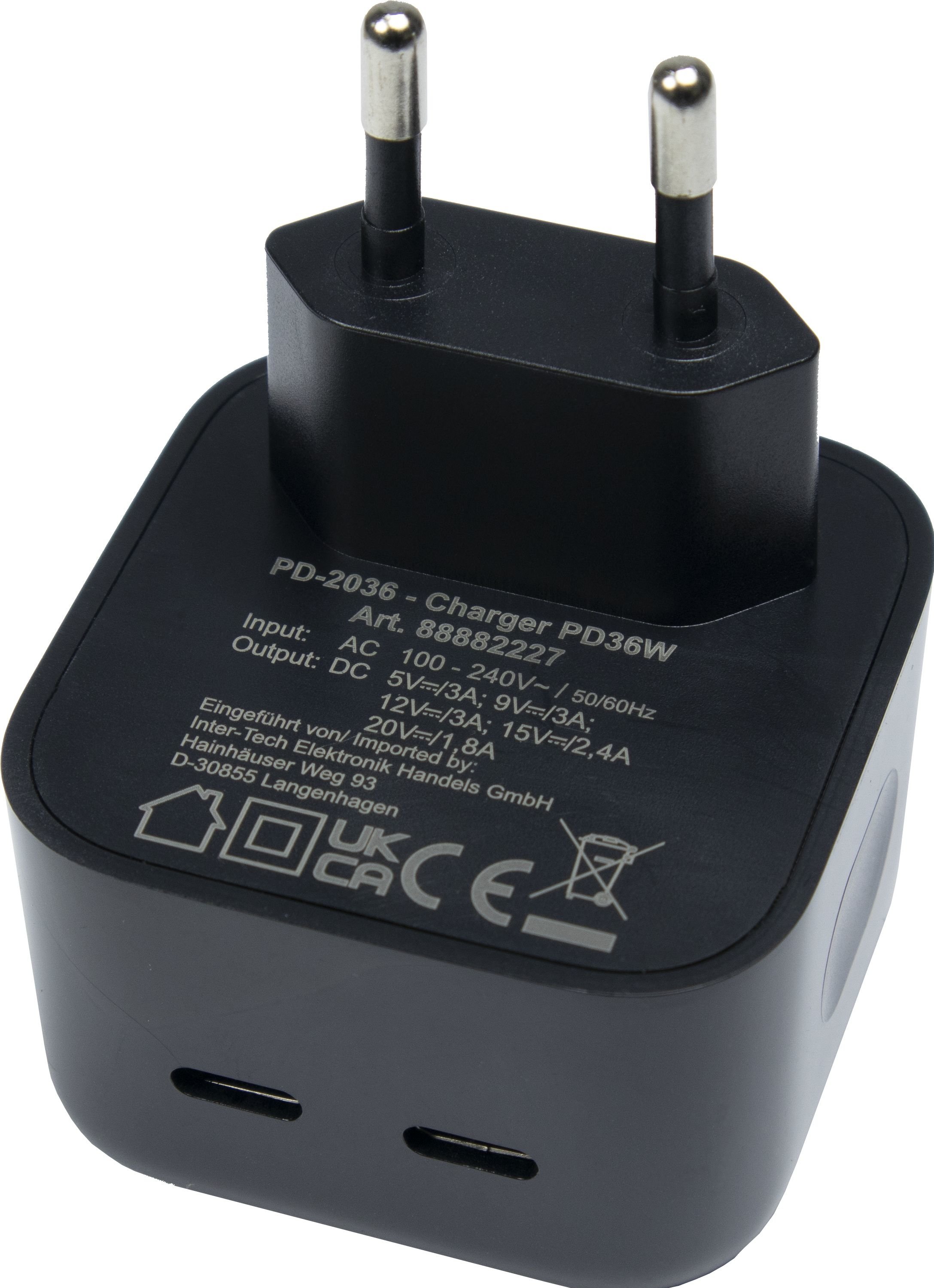 Inter-Tech PD-Charger USB C,PSU PD-2036, PD 36W, zwart