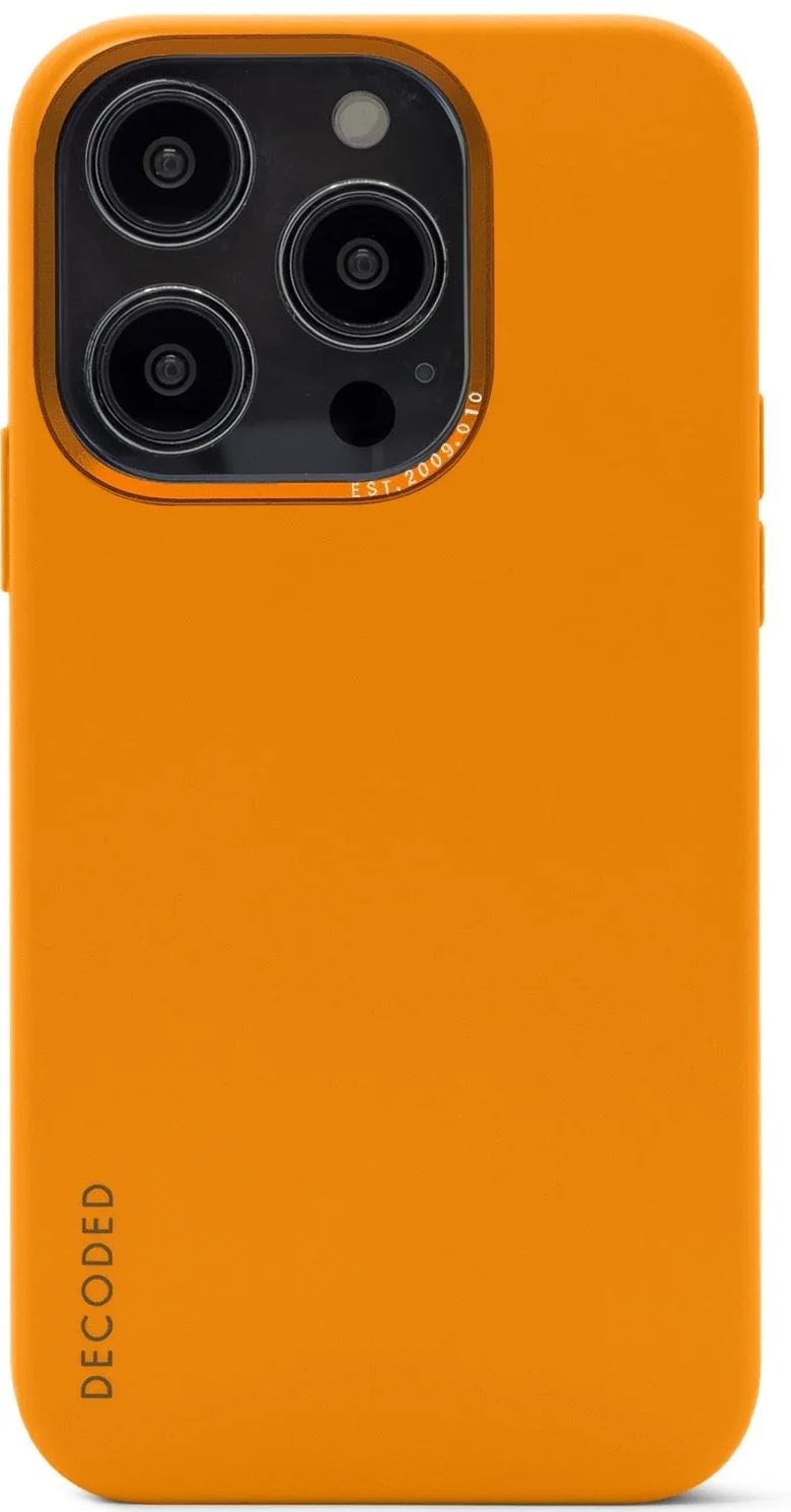 DECODED Siliconen Back Cover - iPhone 14 Pro Max - Anti-Bacterieel Hoesje - Magnetische Technologie van Apple - Geel, Oranje