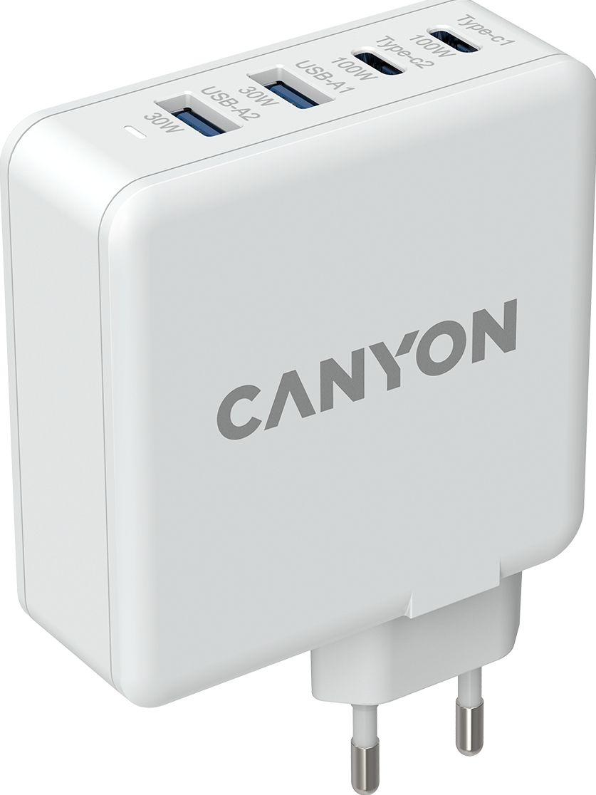 Canyon Power Adapter H-100 GaN PD 100W QC 3.0 30W Wit (H100)