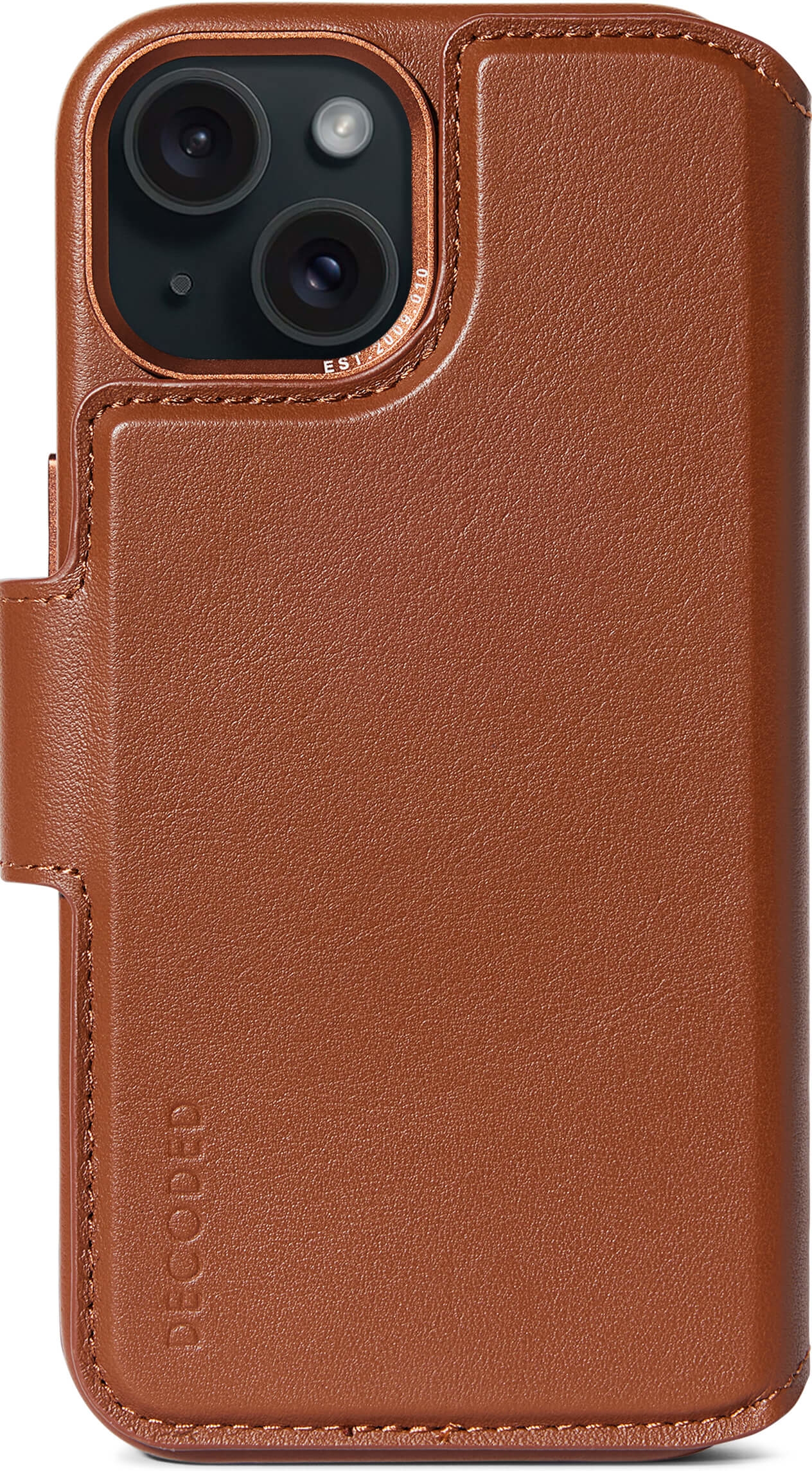 DECODED Detachable Wallet Case - iPhone 15 Plus - 2-in-1 Magnetisch Afneembaar Hoesje met Pasjeshouder - Hoogwaardig Europees Leer - Geschikt voor MagSafe - Tan Bruin