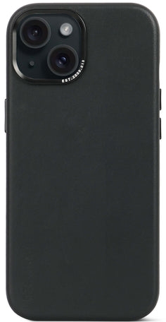 DECODED Leren Back Cover - iPhone 15 - Hoogwaardig Europees Leer - Geschikt voor MagSafe - Black Zwart