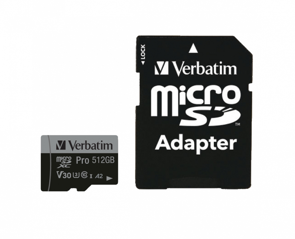 SD MicroSD Card 512GB Verbatim SDHC Pro Class 10 + Adapter retail