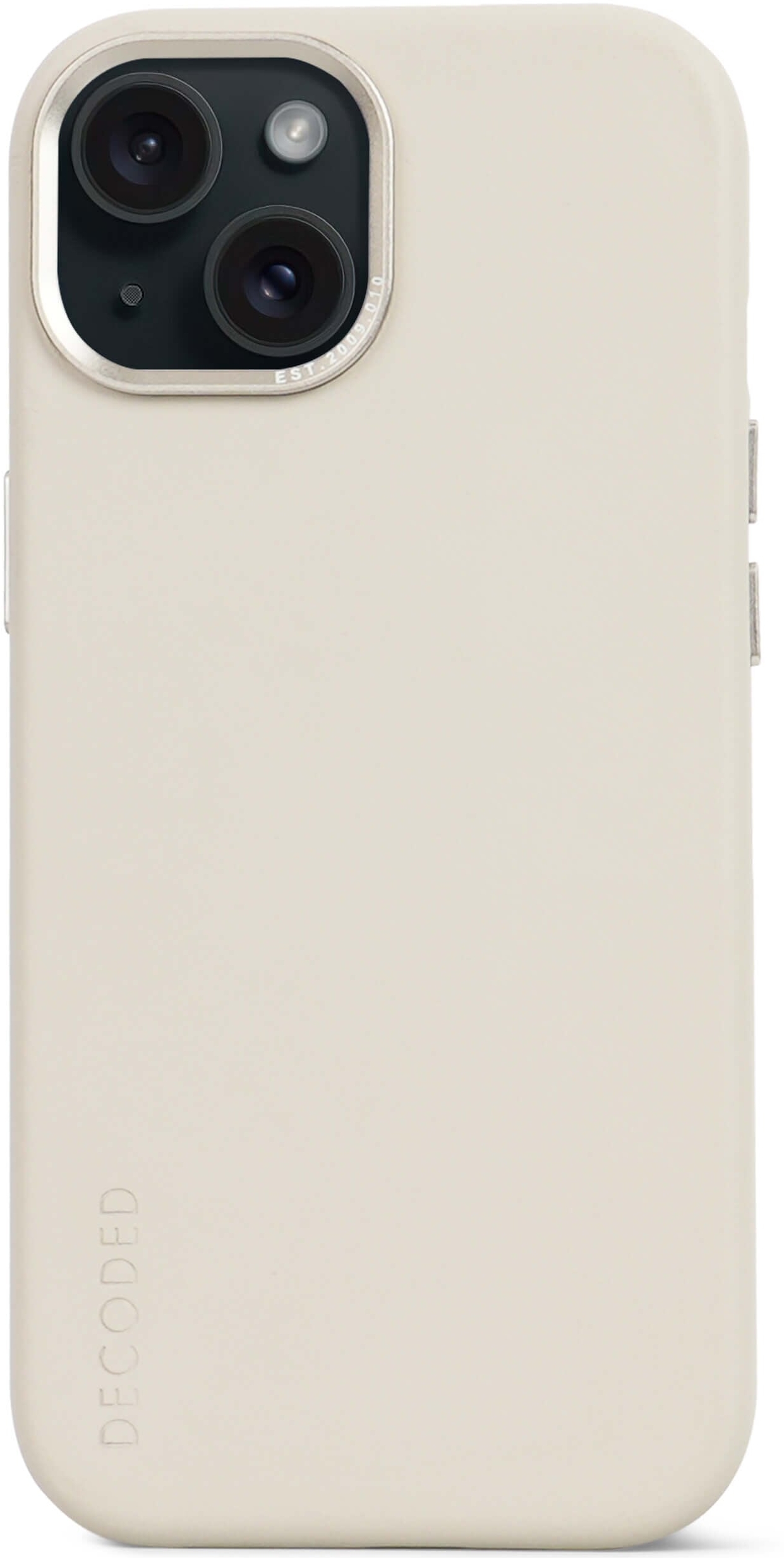 DECODED Leren Back Cover - iPhone 15 - Hoogwaardig Europees Leer - Geschikt voor MagSafe - Clay Beige
