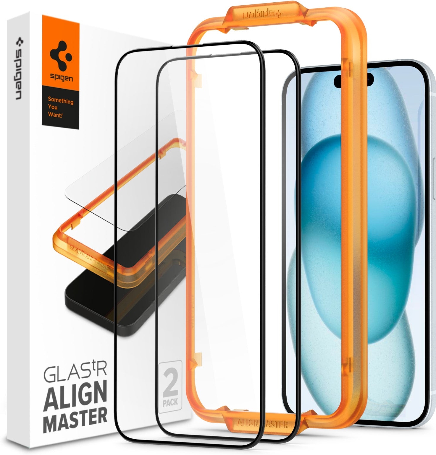 Spigen iPhone 15 screenprotector - Full Cover glas - 2 Pack