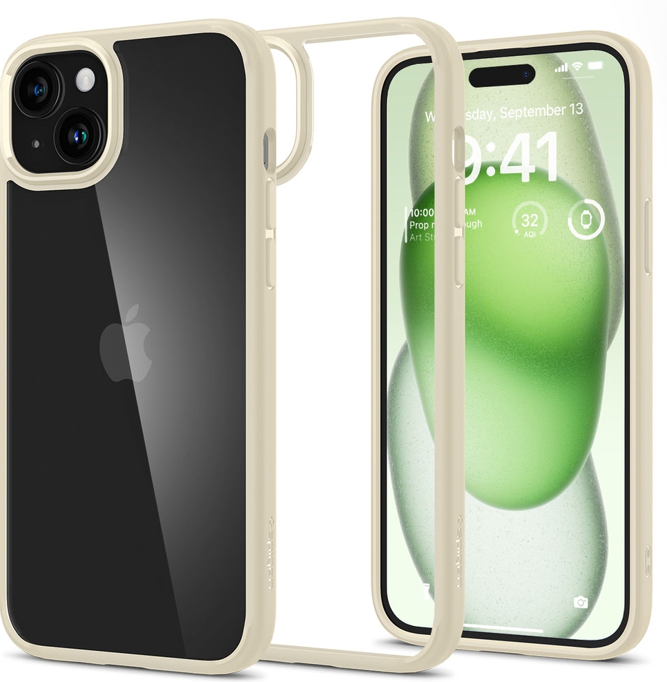 Spigen Ultra Hybrid Apple iPhone 15 Plus Hoesje Back Cover Beige