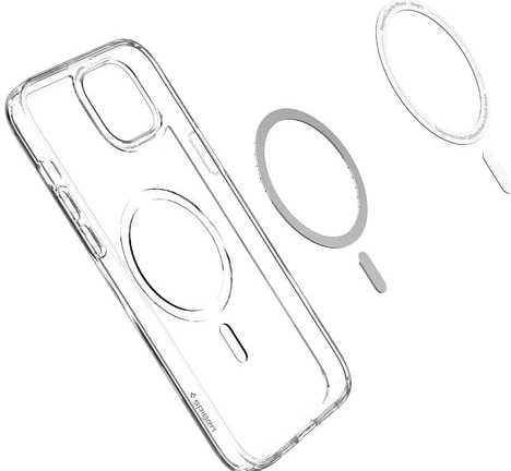 Spigen - Crystal Hybrid Mag Hoesje iPhone 14 - transparant/wit