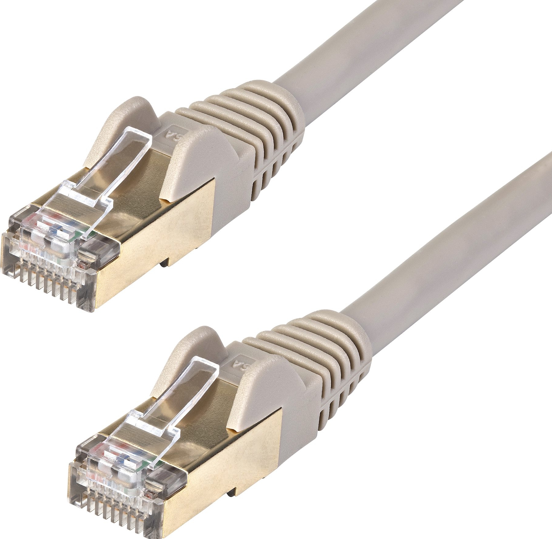 StarTech.com 5m CAT6A Ethernet Cable, 10 Gigabit Shielded Snagless RJ45 100W PoE Patch Cord, CAT 6A 10GbE STP Network Cable wStrain Relief, Grey,