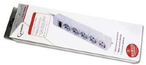 Stekkerdoos met schakelaar, 5 voudig, 1.8 meter, grijs