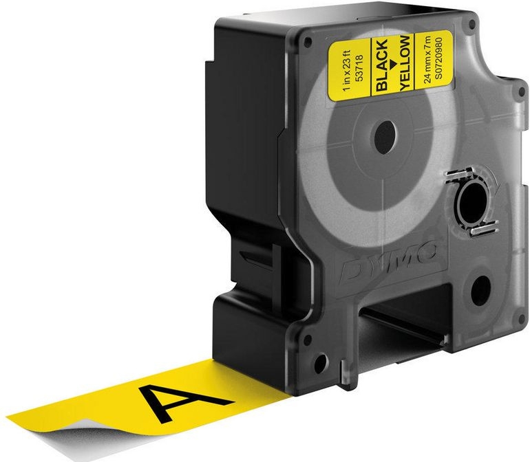 Labeltape Dymo 53718 D1 720980 24mmx7m zwart op geel