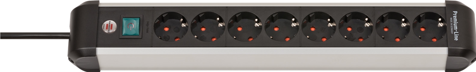 Brennenstuhl 1391030800 Alu-Line PDU | Stekkerdoos | 16A met 8x Type F Stopcontacten | Aan/uit Schakelaar | 3 meter