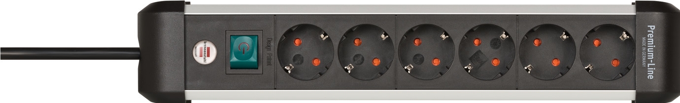 Brennenstuhl 1391030600 Alu-Line PDU | Stekkerdoos | 16A met 6x Type F Stopcontacten | Aan/uit Schakelaar | 3 meter