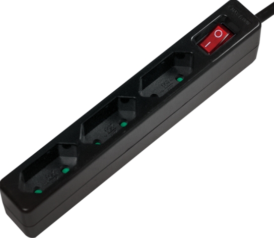 LogiLink LPS230B Stekkerdoos met schakelaar 3-voudig Zwart Contourstekker 1 stuk(s)